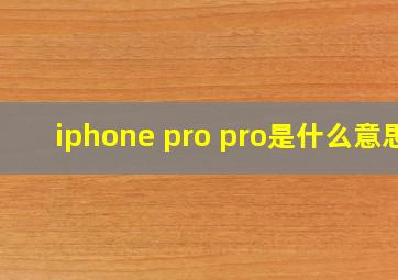 iphone pro pro是什么意思